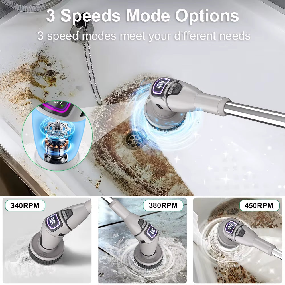Electric Cleaning Brush 10In1 Multifunctional Wireless Spin Cleaning Brush for Bathroom Toilet Household Rotating Cleaning Brush