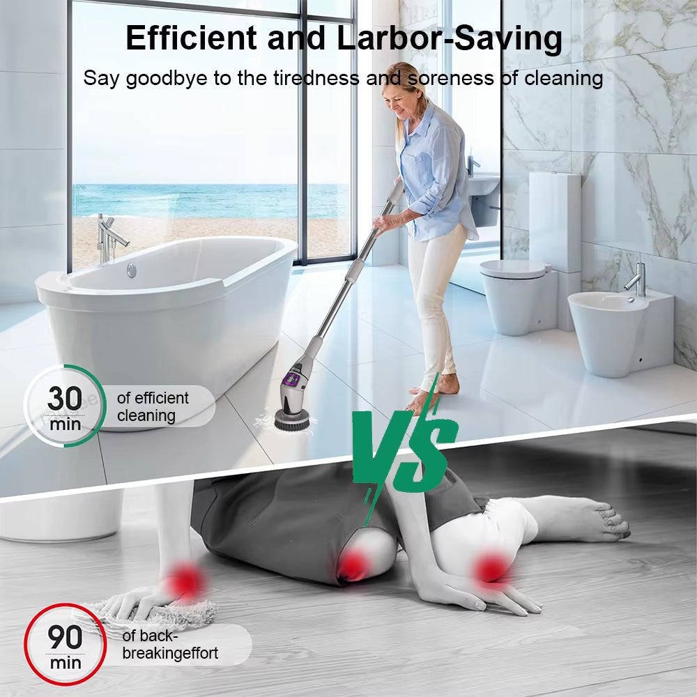 Electric Cleaning Brush 10In1 Multifunctional Wireless Spin Cleaning Brush for Bathroom Toilet Household Rotating Cleaning Brush
