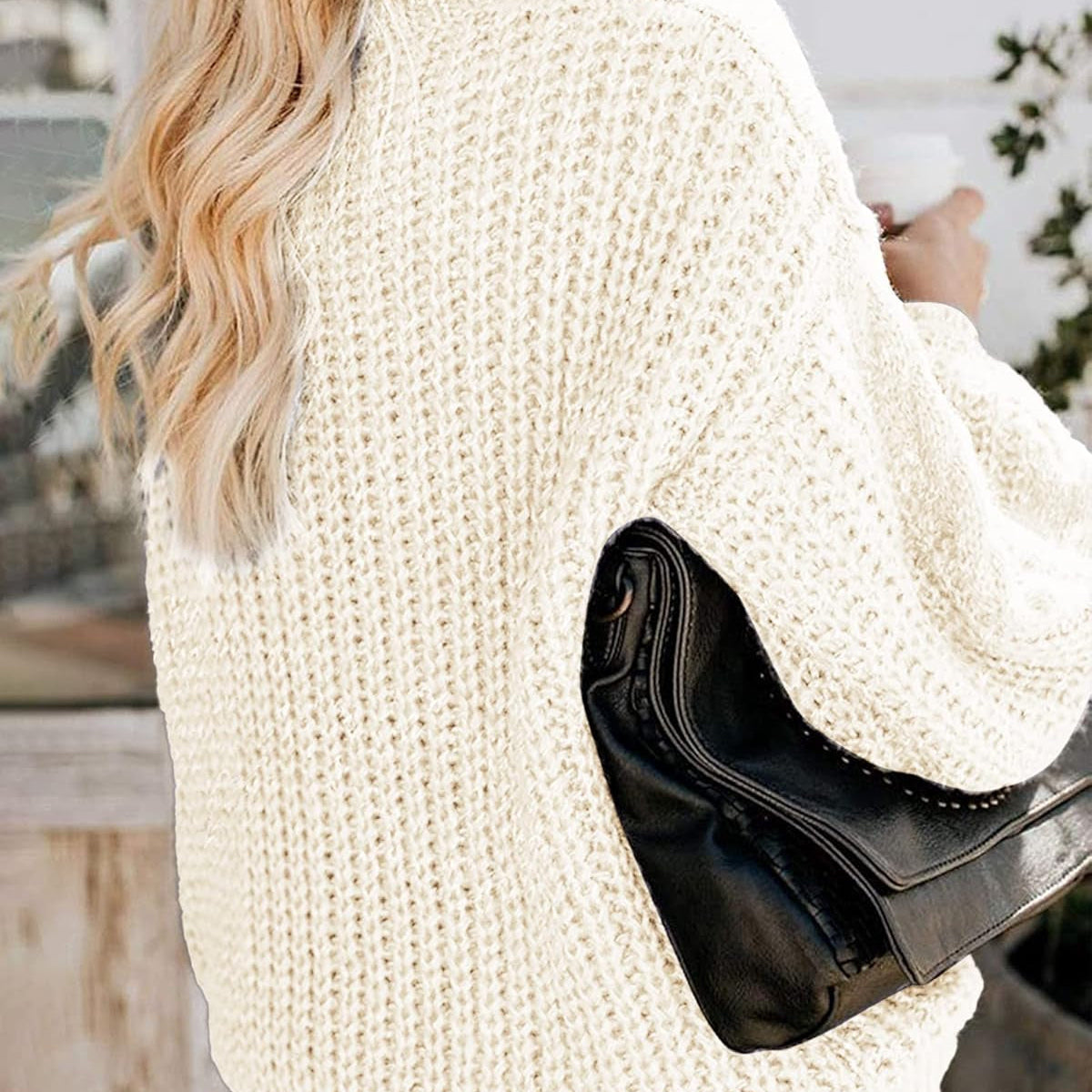 Chic Ballon Sleeve Winter Turtleneck Chunky Sweater Slouchy Oversized Loose Pullover Outerwear Warm Thick