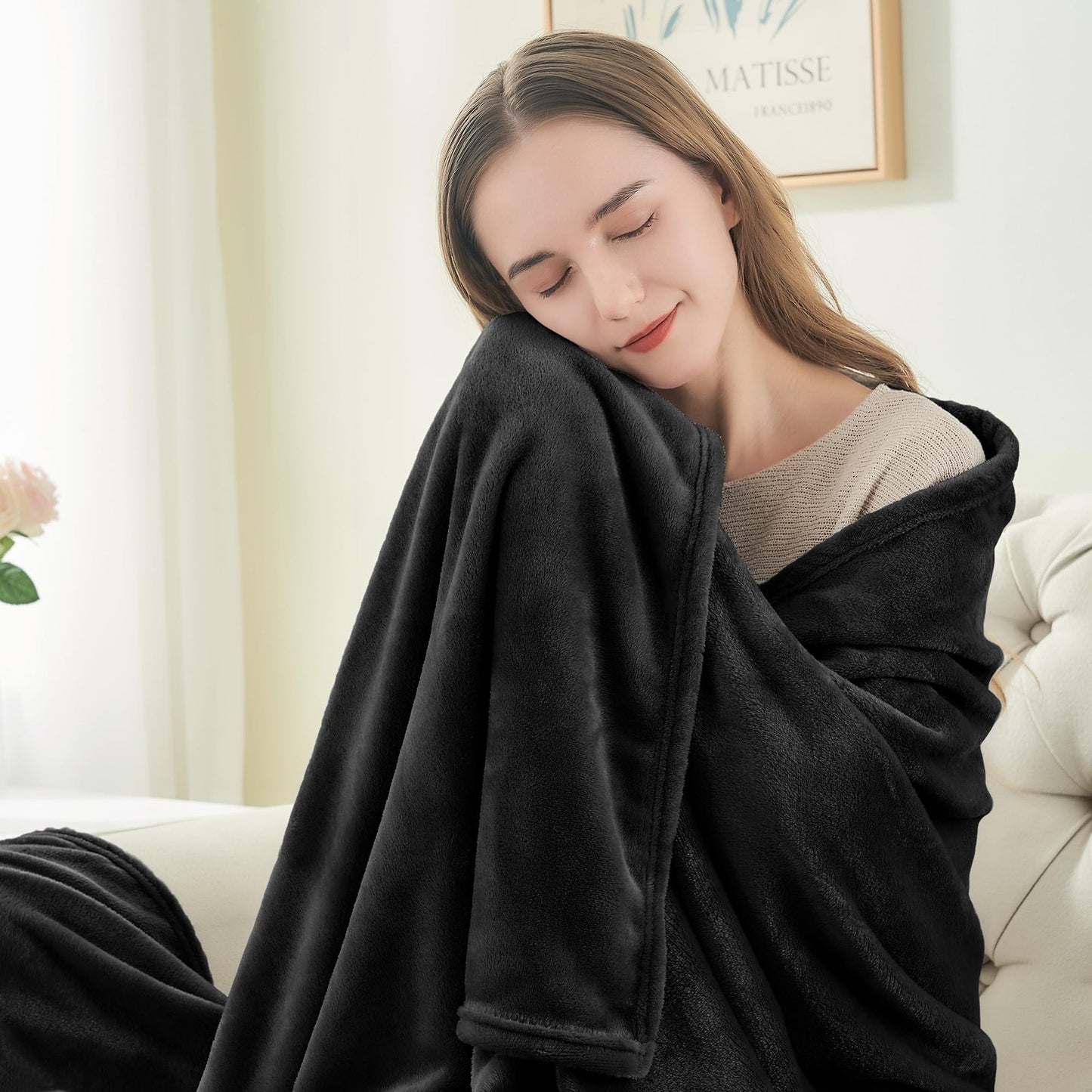 BEDELITE Fleece Blankets King Size Black Throw Blankets for Bed & Couch,Plush