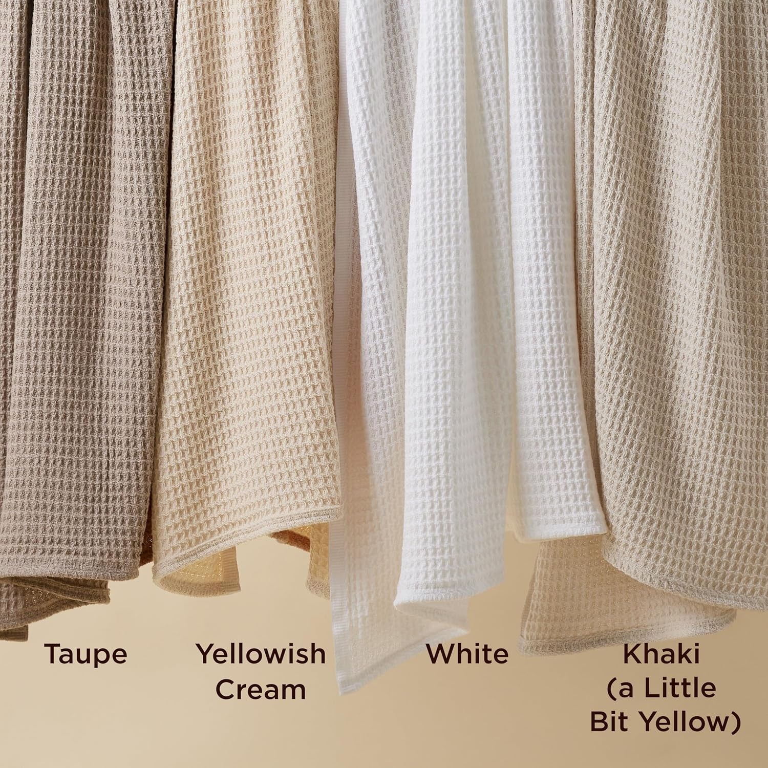 Gentlesoft 100% Cotton Blanket Queen Size for Bed - Breathable and Soft, Waffle Weave Blanket for Summer, Thick Cozy Fall Blankets for Women Gift, Yellowish Cream, 90X90 Inches